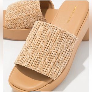 American eagle raffia platform, slide sandal